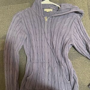 Aeropostale Lavender Cable Knit Hooded Cardigan